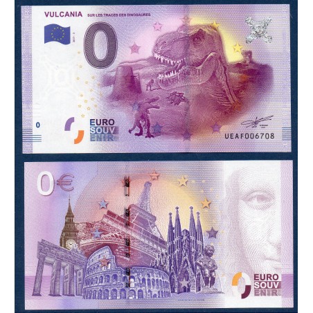 Billet souvenir Vulcania 0 euro touristique 2017 le dinosaure