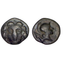 Pisidie, Selge Obole argent (-300 -190) Gorgone athéna pointe