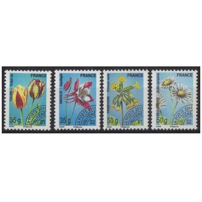 Timbres France Préoblitérés Yvert 259-262 Série Flore, fleurs