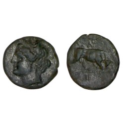 Sicile, Tauromenium Ae15 Hemilitron Cuivre (-212) Apollon Taureau