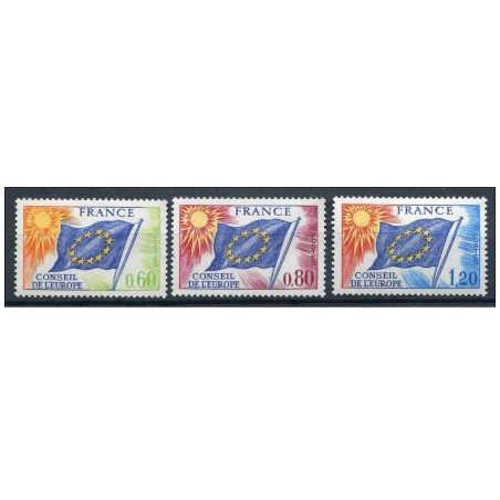 Timbres France Services Yvert 46-48 Série drapeau du conseil de l'Europe