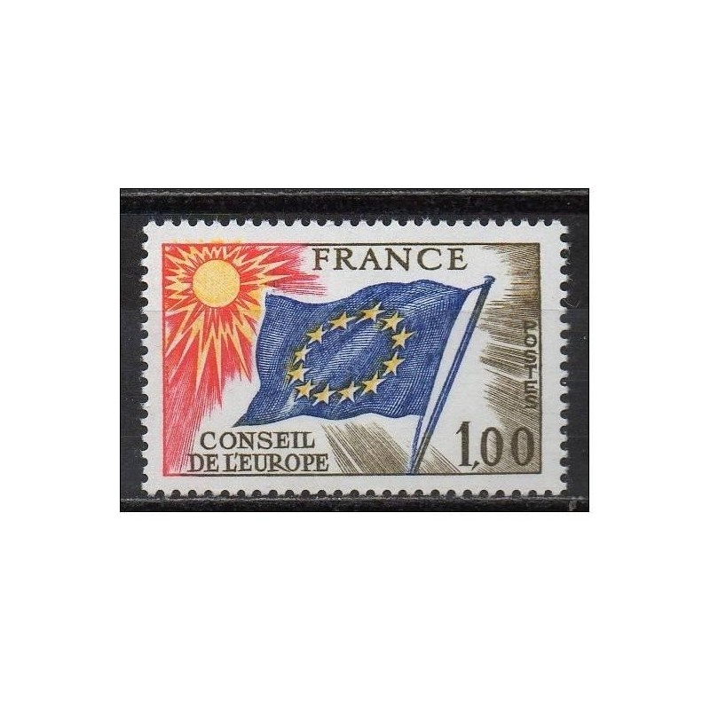 Timbre France Service Yvert 49 Type drapeau du conseil de l'Europe