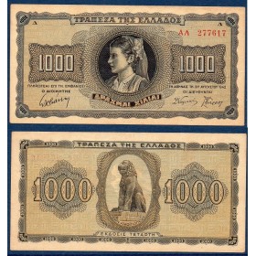 Grece Pick N°118a, Billet de banque de 1000 Drachmai 1942