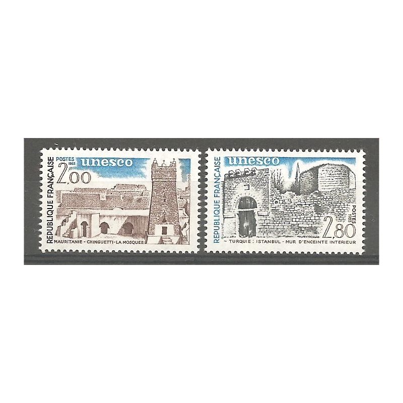 Timbres France Services Yvert 75-76 UNESCO, sites classés a proteger