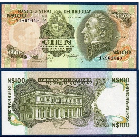 Uruguay Pick N°62A, Billet de banque de 100 Nv Pesos 1987