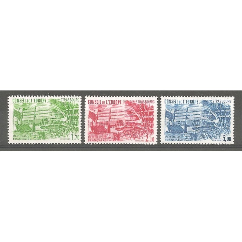 Timbres France Services Yvert 82-84 Bâtiment du conseil de l'Europe à Strasbourg