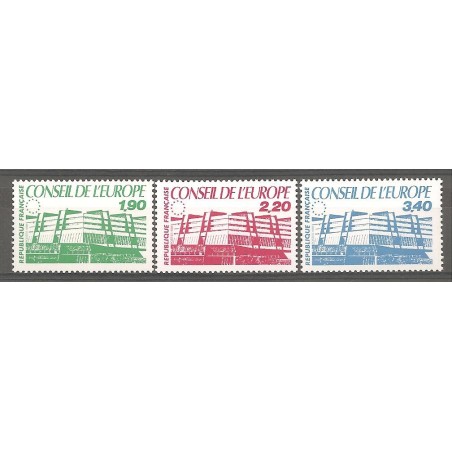 Timbres France Services Yvert 93-95 Bâtiment du conseil de l'Europe à Strasbourg