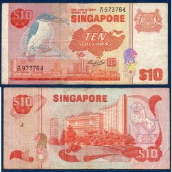 Singapour Pick N°11b, Billet de banque de 10 Dollars 1980