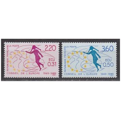 Timbres France Services Yvert 100-101 40e anniversaire du Conseil de l'Europe