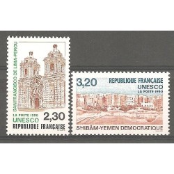 Timbres France Services Yvert 102-103 UNESCO, sites classés a proteger