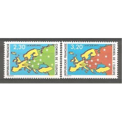 Timbres France Services Yvert 104-105 Conseil de l'Europe