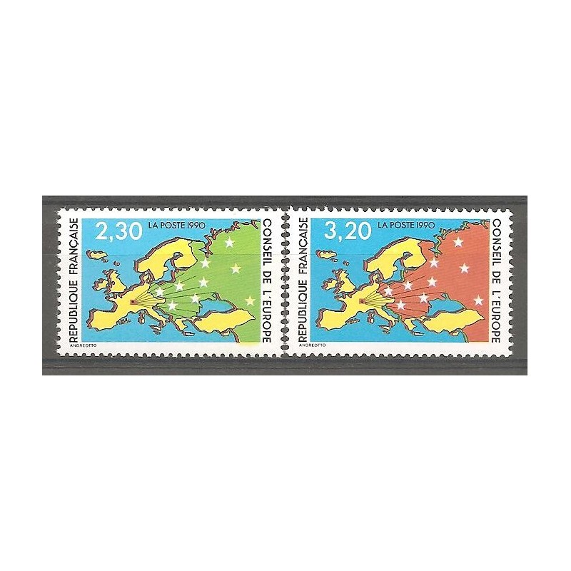 Timbres France Services Yvert 104-105 Conseil de l'Europe