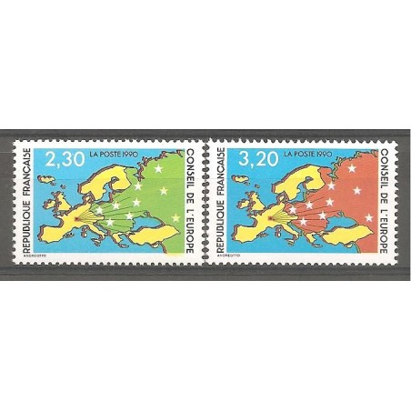 Timbres France Services Yvert 104-105 Conseil de l'Europe