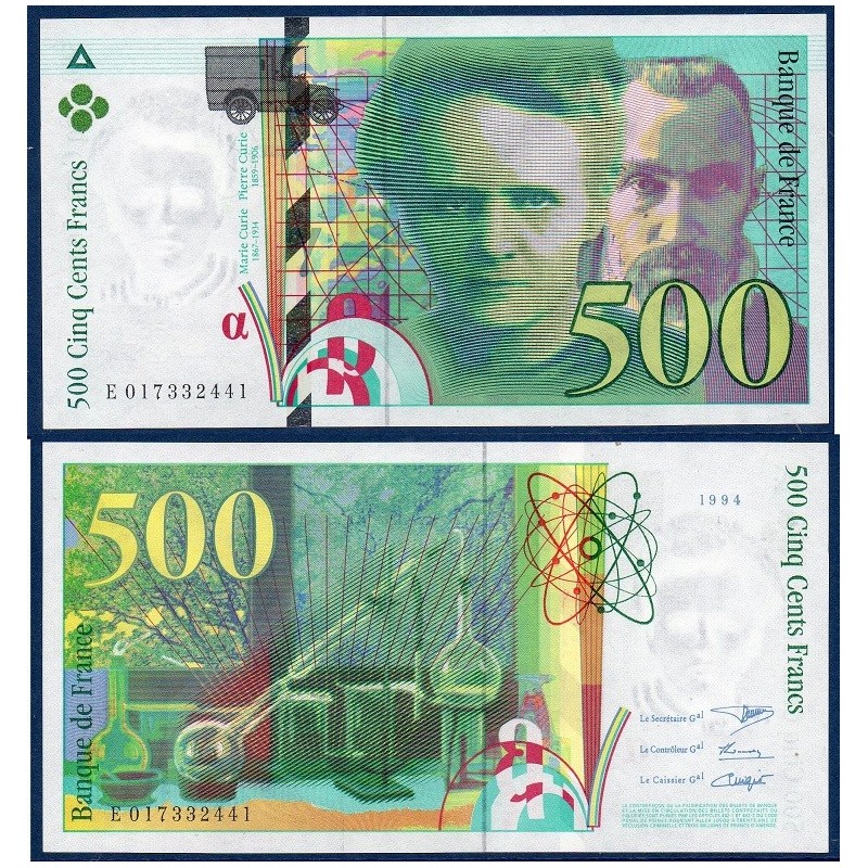 500 Francs Pierre et Marie Curie SPL 1994 Billet de la banque de France