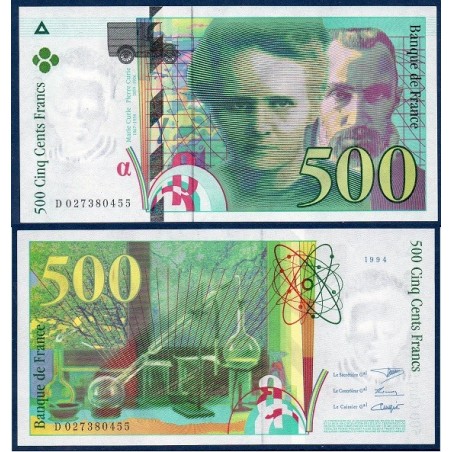 500 Francs Pierre et Marie Curie SPL 1994 Billet de la banque de France