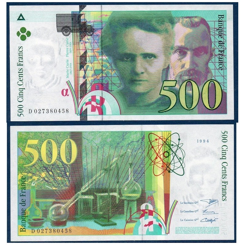 500 Francs Pierre et Marie Curie SPL 1994 Billet de la banque de France