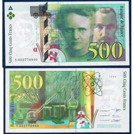 500 Francs Pierre et Marie Curie SPL 1994 Billet de la banque de France