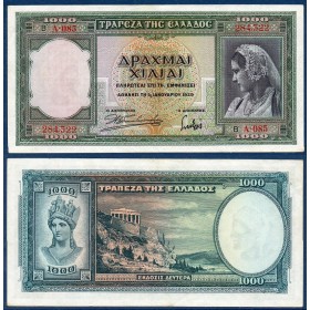 Grece Pick N°110a, Billet de banque de 1000 Drachmai 1939