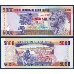 Guinée Bissau Pick N°14, Billet de banque de 5000 Pesos 1990-1993