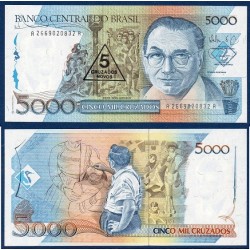 Bresil Pick N°217a, Billet de banque de 5 Cruzados Novos 1989