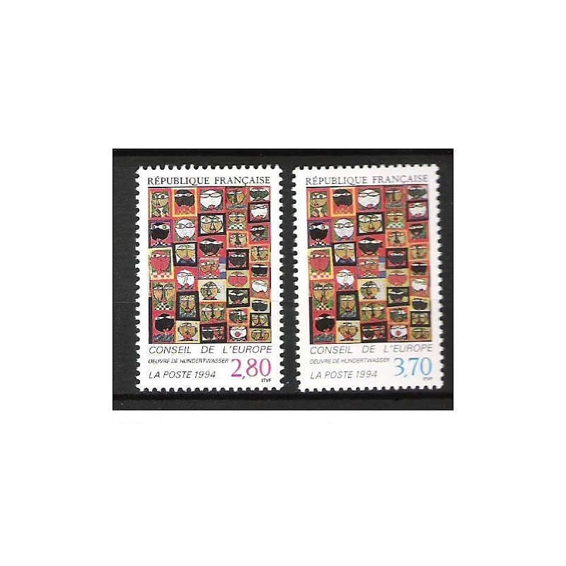 Timbres France Services Yvert 112-113 Conseil de l'Europe