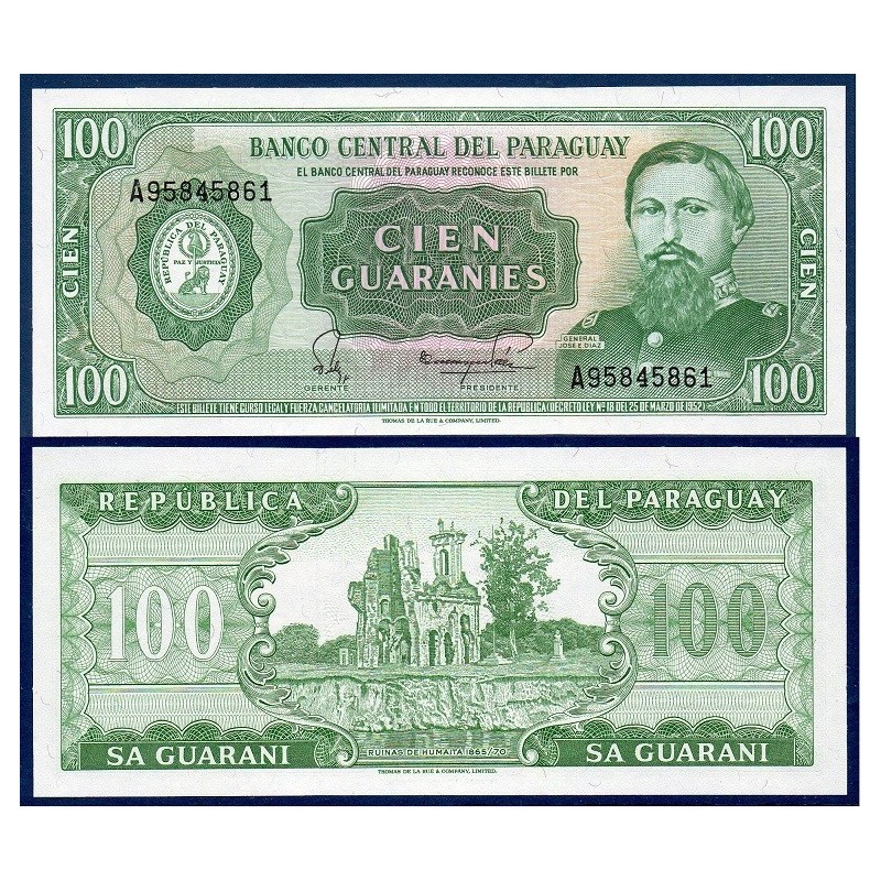 Paraguay Pick N°205, Billet de banque de 100 Guaranies 1982