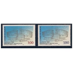 Timbres France Services Yvert 116-117 Palais des droits de l'homme à Strasbourg