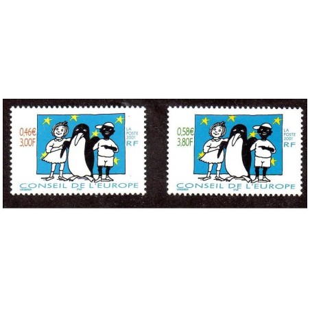 Timbres France Services Yvert 122-123 Conseil de l'Europe