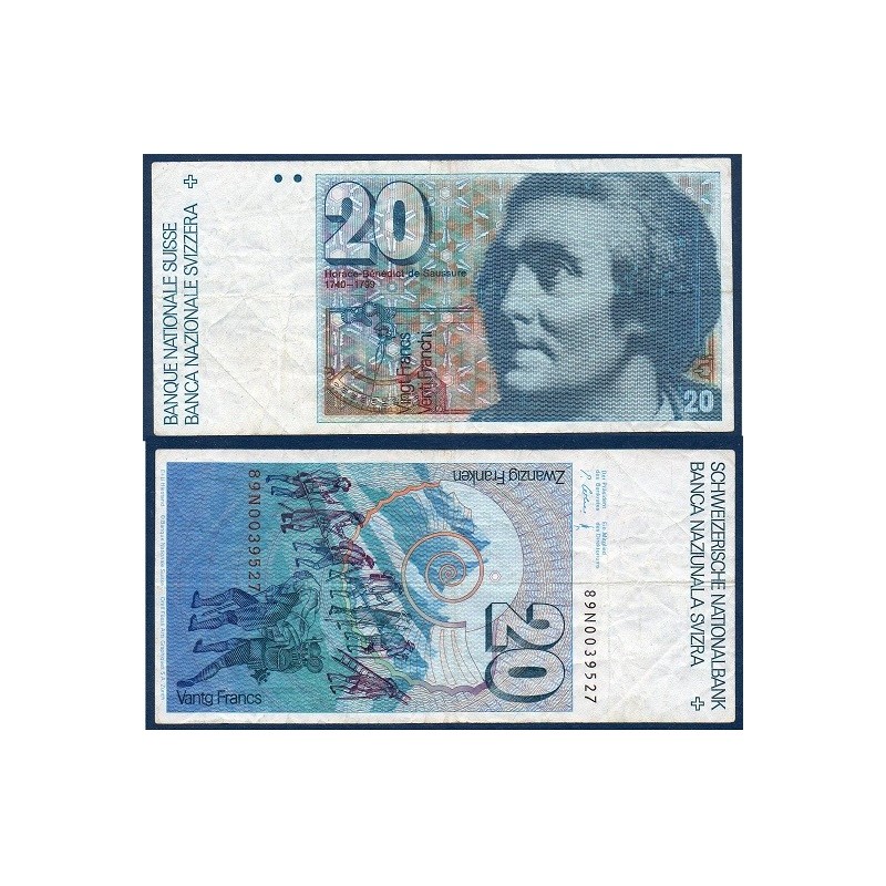 Suisse Pick N°55f , Billet de banque de 20 Francs 1986