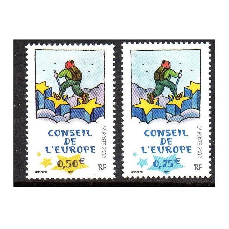 Timbres France Services Yvert 126-127 Conseil de l'Europe