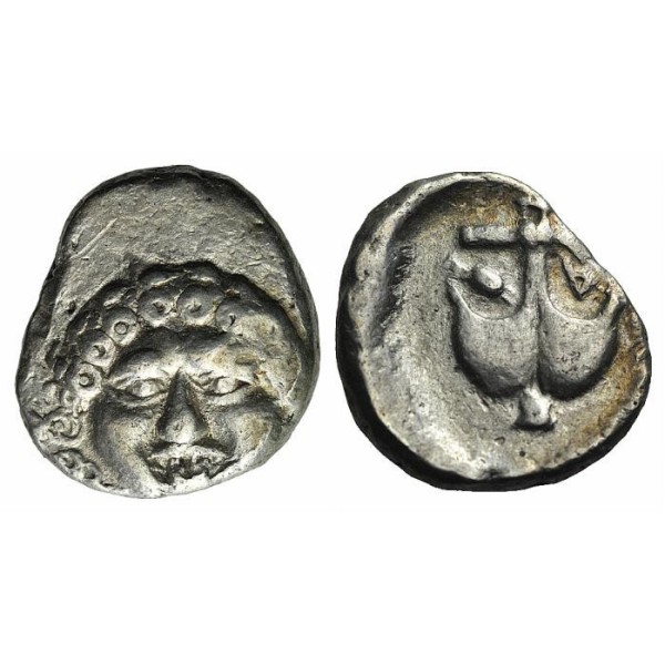 Thrace, Apolonia Pontica drachme argent (-400 à -350) ancre et gorgone