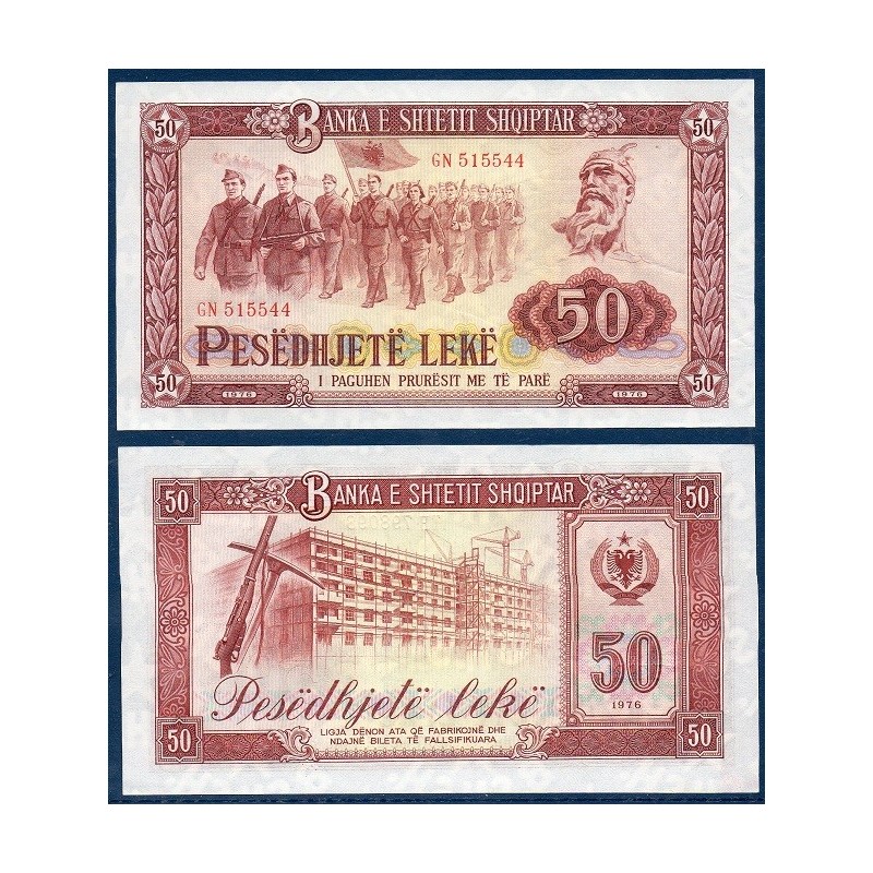 Albanie Pick N°45c, Billet de banque de 50 Leke 1976
