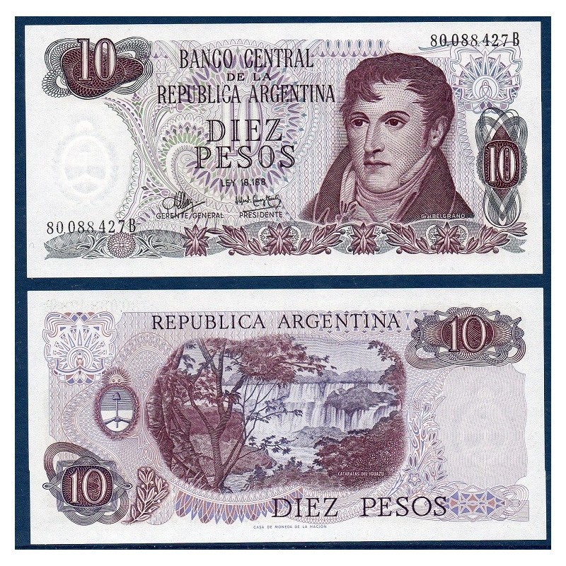 Argentine Pick N°289, Billet de banque de 10 Pesos 1970-1973