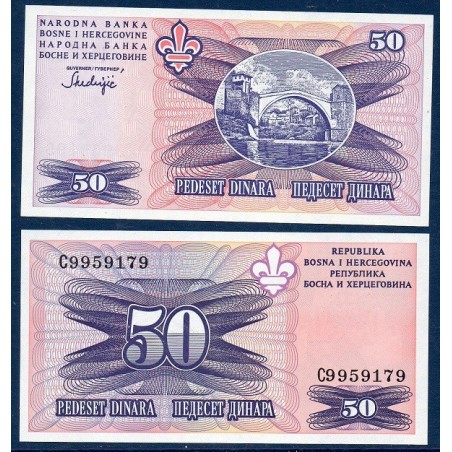Bosnie Pick N°47, Billet de banque de 50 Dinara 1995