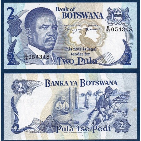 Botswana Pick N°7d, Billet de banque de 2 Pula 1982