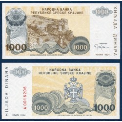 Croatie (serbie) Pick N°R30a, Billet de banque de 1000 Dinara 1995