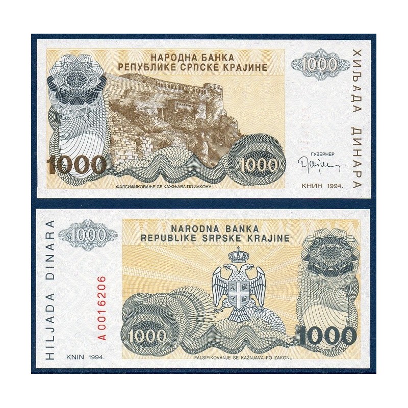 Croatie (serbie) Pick N°R30a, Billet de banque de 1000 Dinara 1995