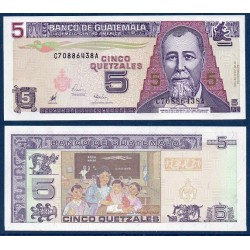 Guatemala Pick N°100, Billet de banque de 5 Quetzales 1998