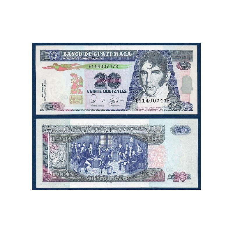 Guatemala Pick N°108, billet de banque de 20 Quetzal 2003