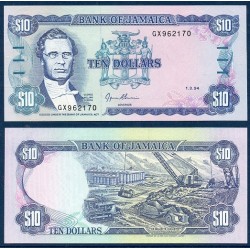 Jamaique Pick N°71e, Billet de banque de 10 dollars 1984-1994