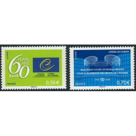 Timbres France Services Yvert 142-143 Conseil de l'Europe