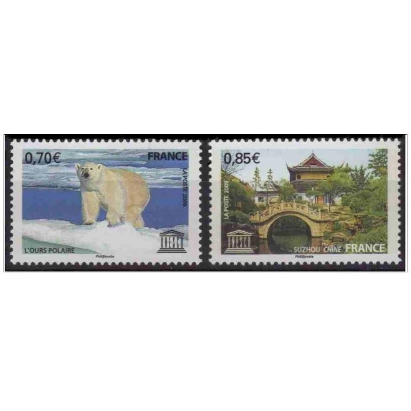 Timbres France Services Yvert 144-145 UNESCO