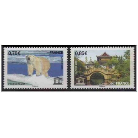 Timbres France Services Yvert 144-145 UNESCO