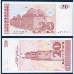 Macedoine Pick N°10a, Billet de banque de 20 Denari 1993
