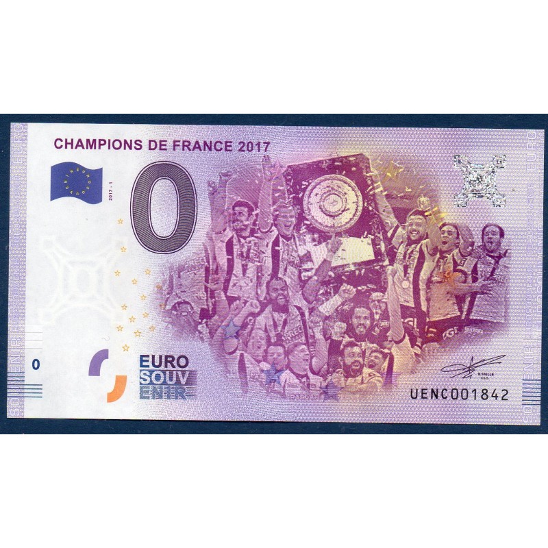 Billet souvenir ASM 0 euro touristique 2017 champions de France