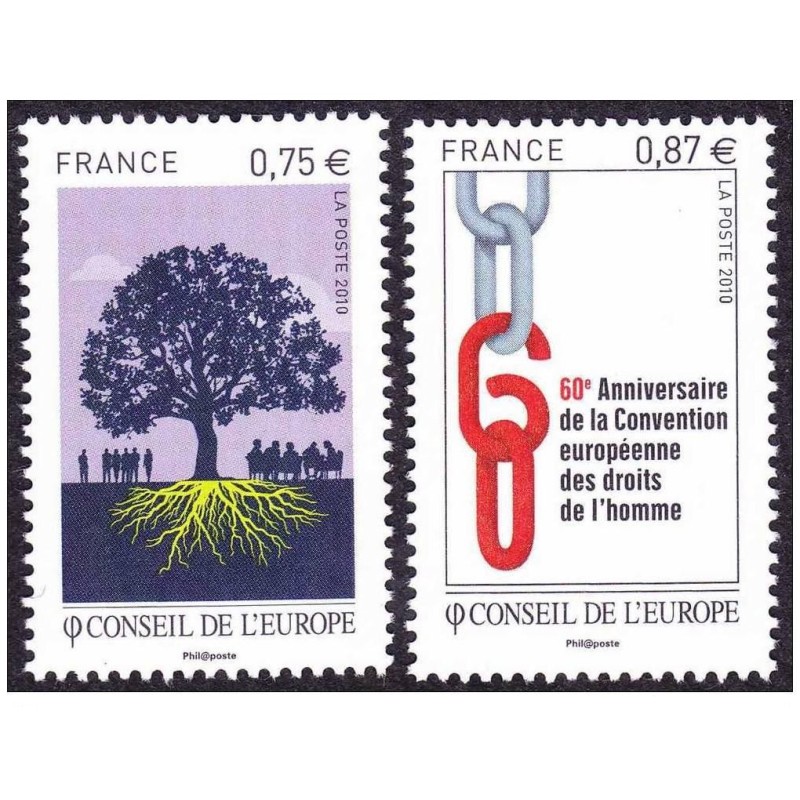 Timbres France Services Yvert 146-147 Conseil de l'Europe