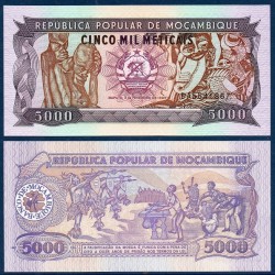 Mozambique Pick N°133, Billet de banque de 5000 meticais 1988-1989