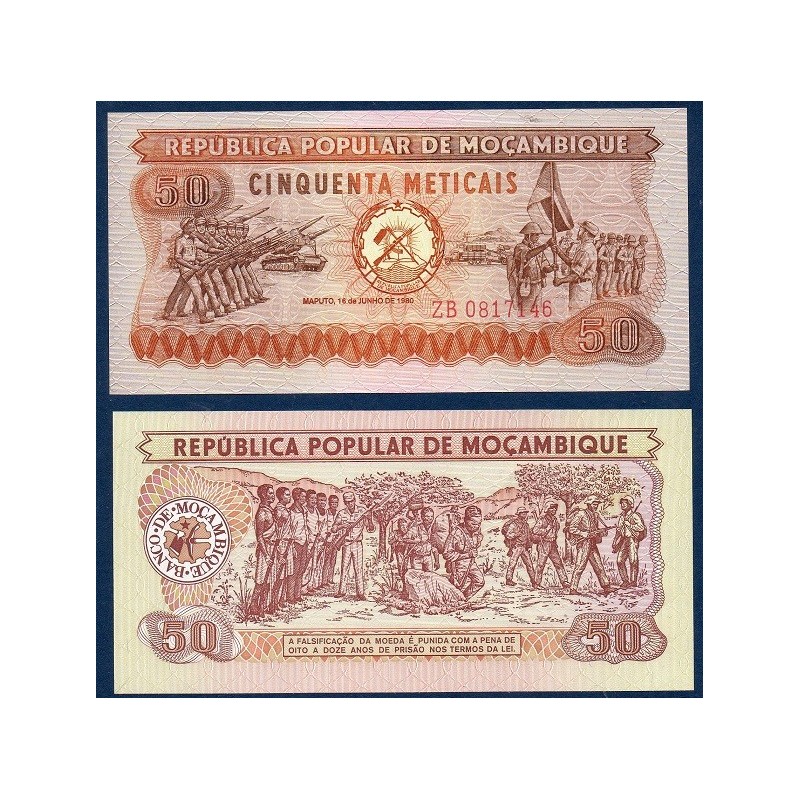 Mozambique Pick N°125, Billet de banque de 50 meticais 1980