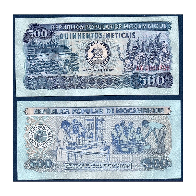 Mozambique Pick N°127, Billet de banque de 500 meticais 1980