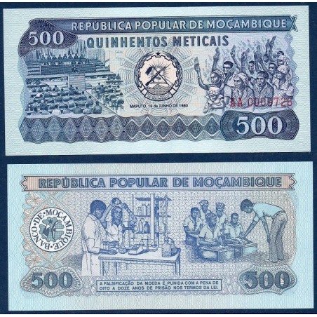 Mozambique P.127, Neuf, Billet de 500 meticais 1980 Laboratoire